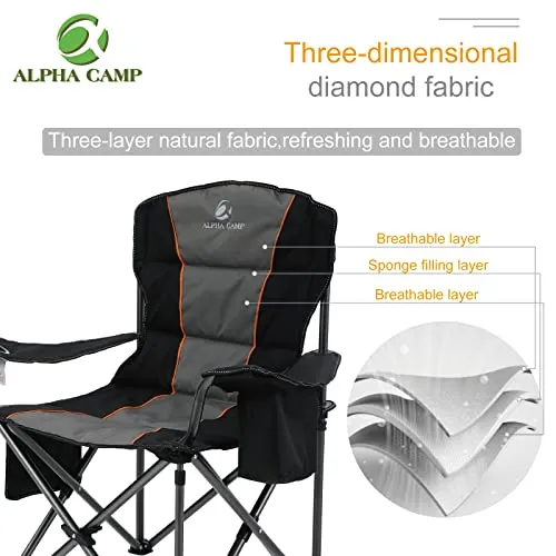 ALPHA CAMP Oversized Camping Folding Chair - Heavy Duty
