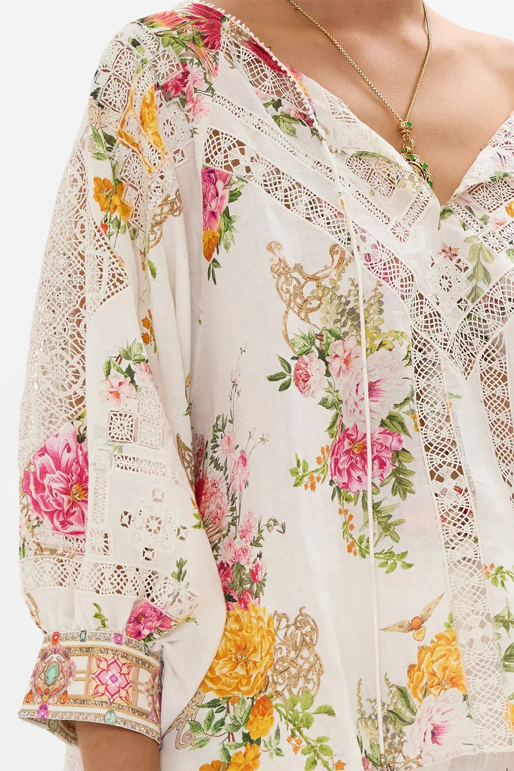 Camilla Raglan Sleeve Blouse With Cuff - Egyptian Rose
