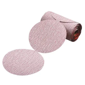 Carborundum Premier Red Aluminum Oxide Dri-Lube Paper Discs, 5 in Dia., P800 Grit, Tabbed, 05539518101