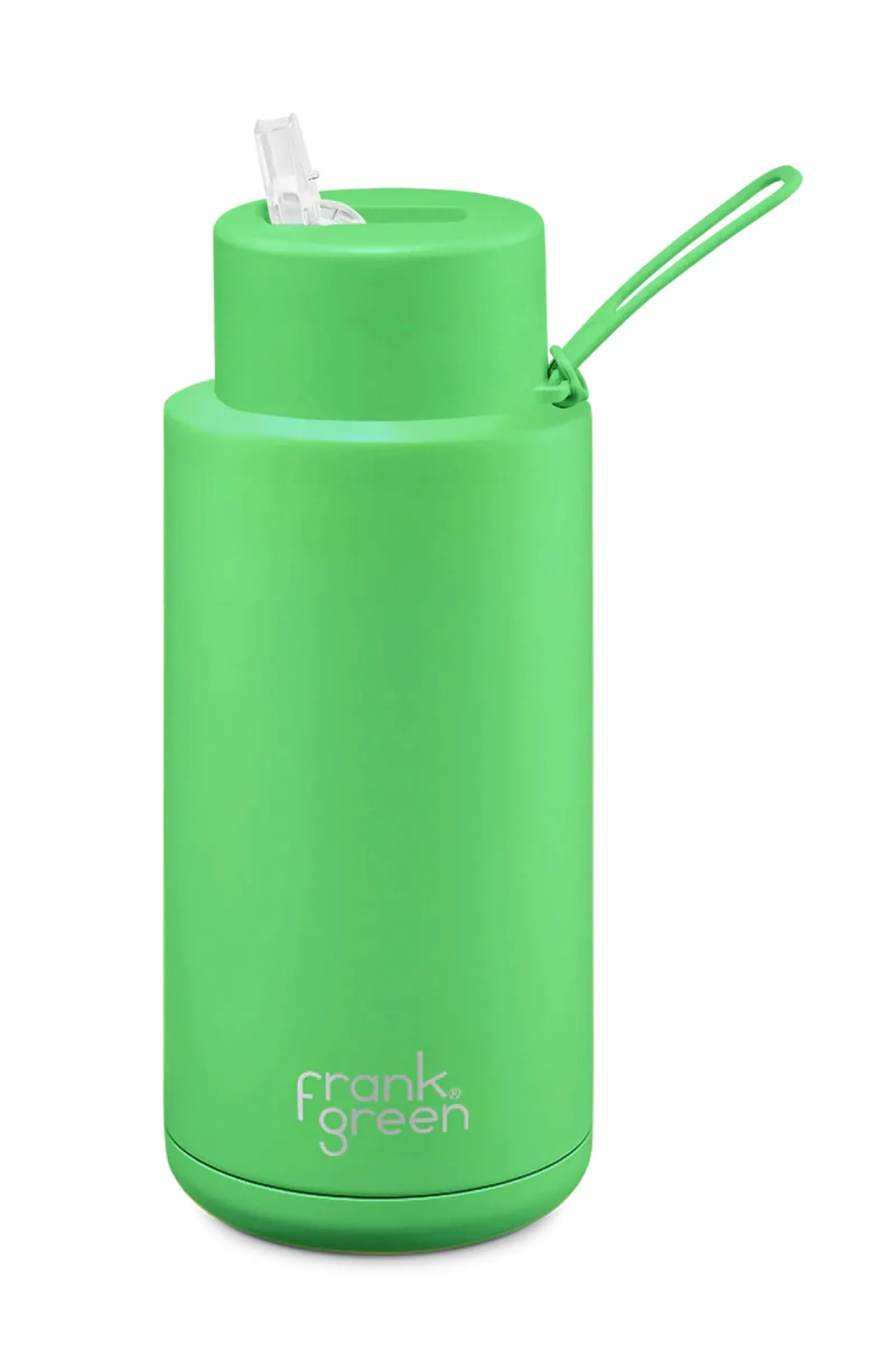 Ceramic Reusable Bottle Neon Green With Straw Lid 34oz