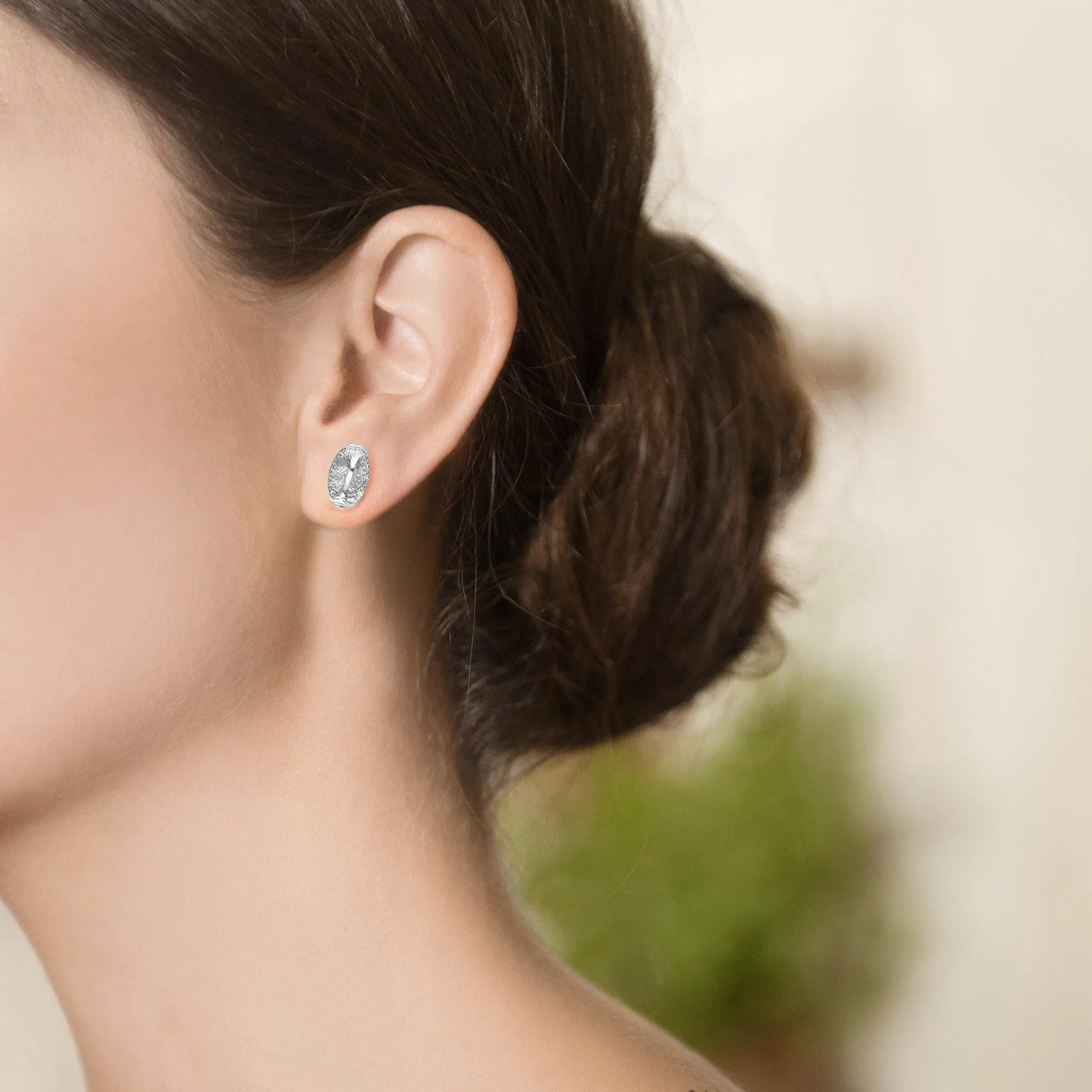 Croc Hornback Stud Earrings in Silver