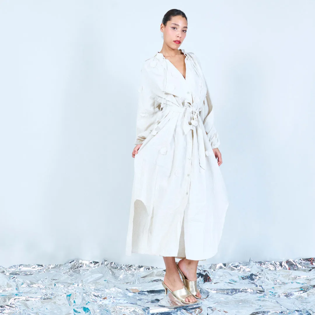 Floral appliqué long-sleeve maxi dress wholesale