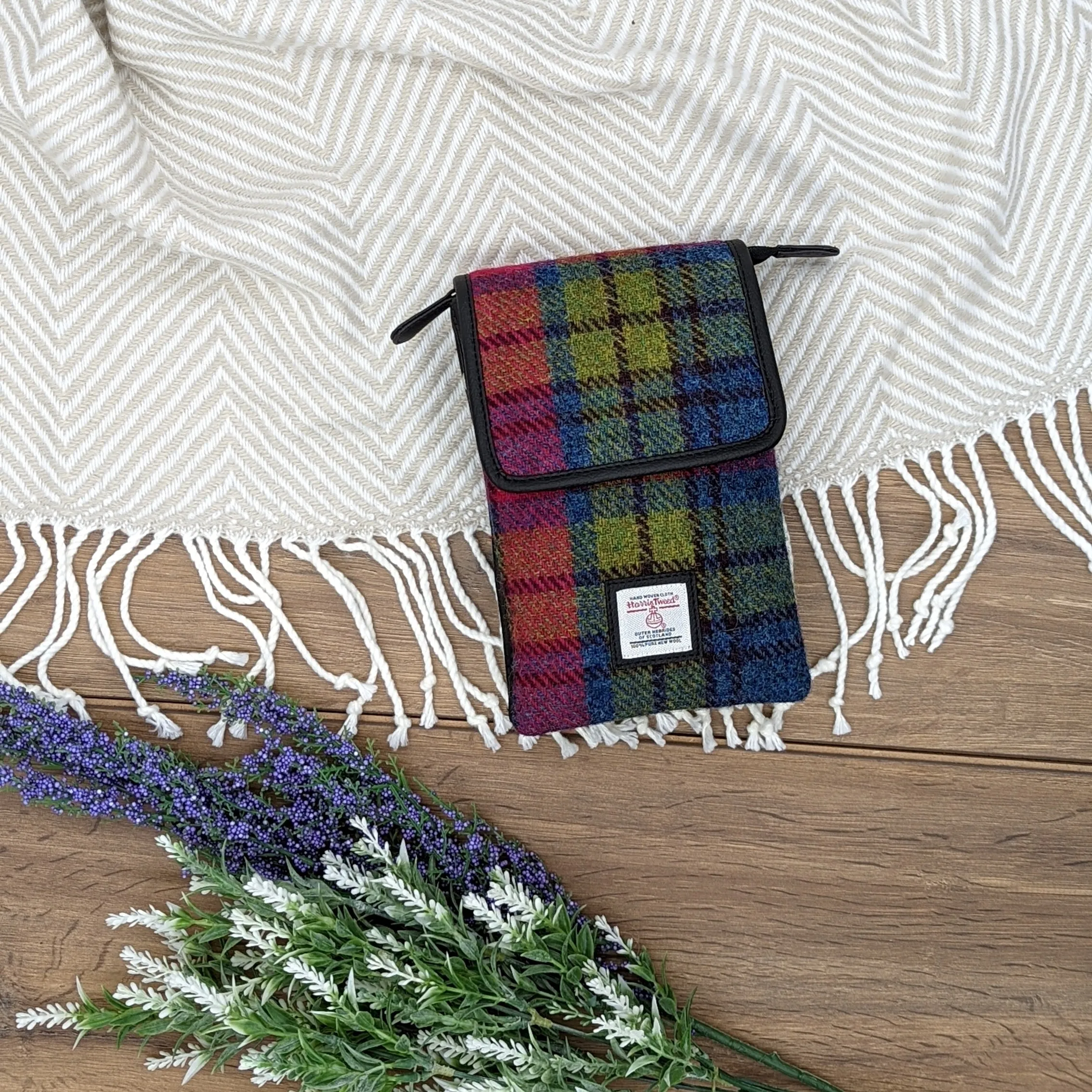 Harris Tweed Mini Crossbody Purse Bag - Multicolor Plaid