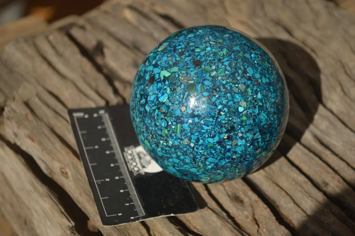 Polished  Conglomerate Chrysocolla Sphere With Azurite & Malachite  x 1 From Congo