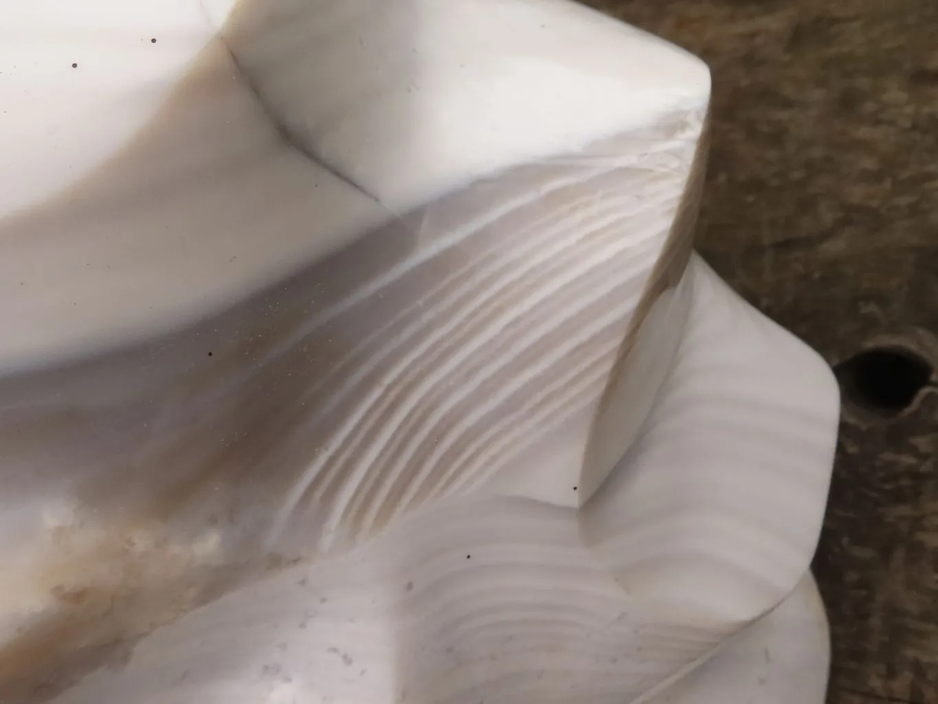 Polished Extra Large White Banded Agate Flame Sculpture x 1 From Madagascar