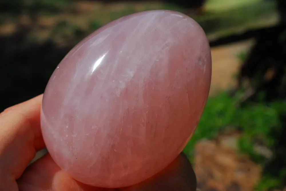 Polished Rose Quartz Bowl & Egg x 2 From Ambatondrazaka, Madagascar
