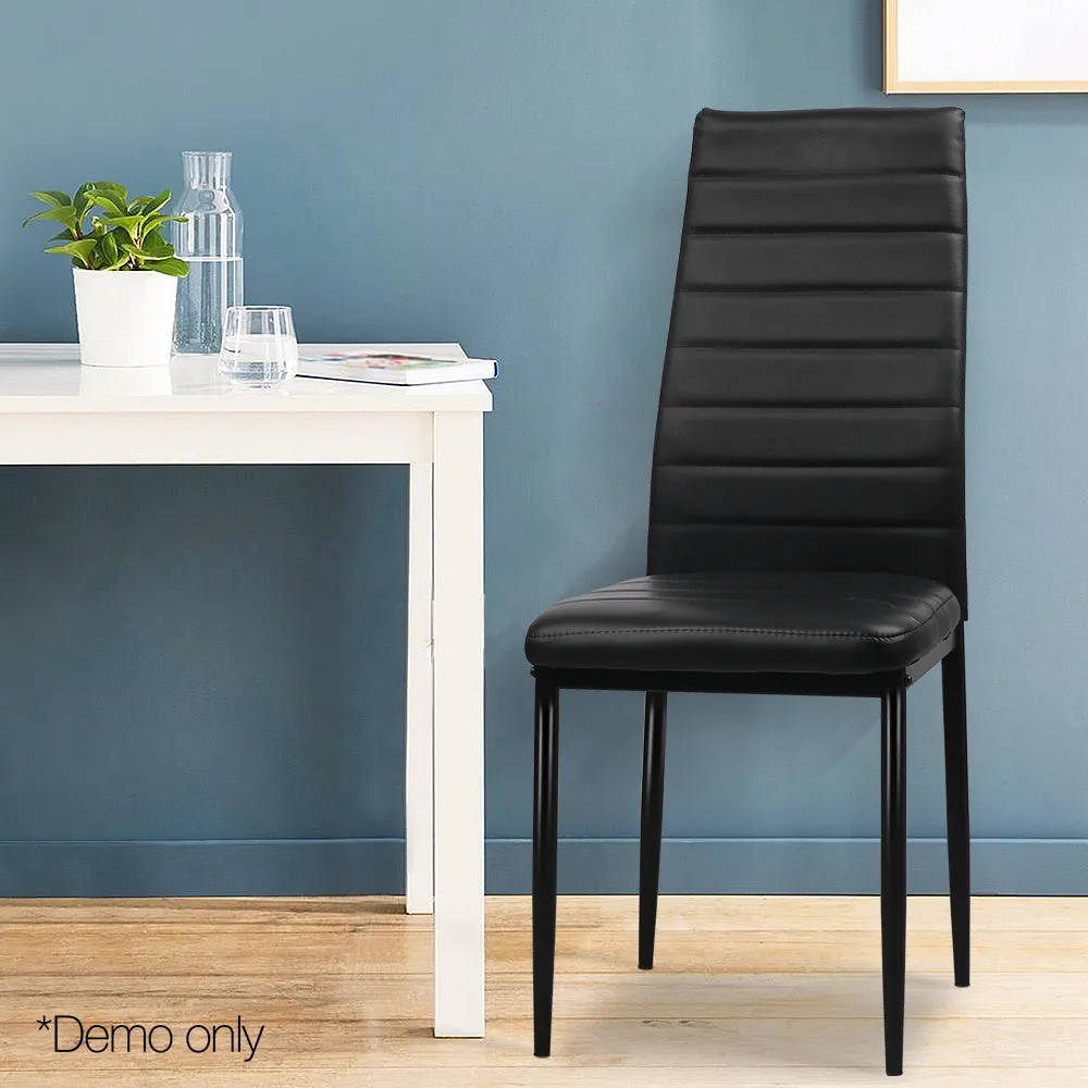 Set of 4 Dining Chairs PVC Leather Black Dinner Seating Set High Back