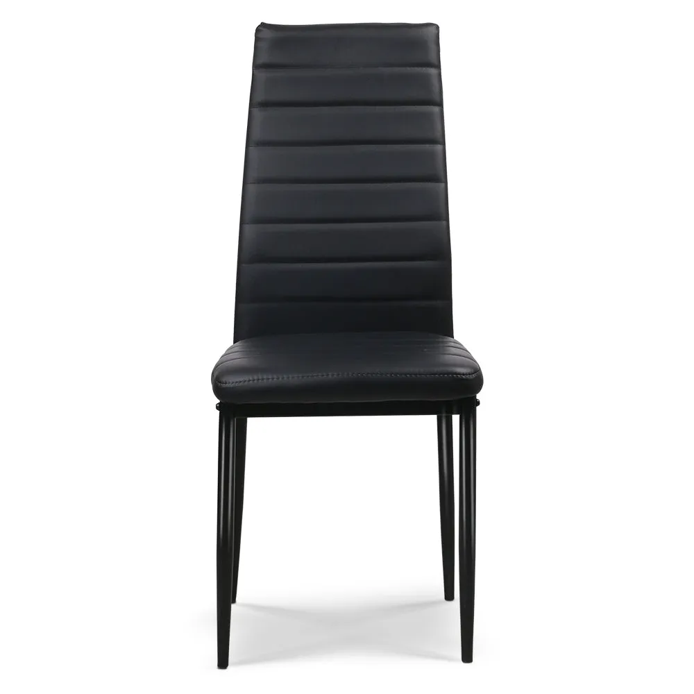Set of 4 Dining Chairs PVC Leather Black Dinner Seating Set High Back
