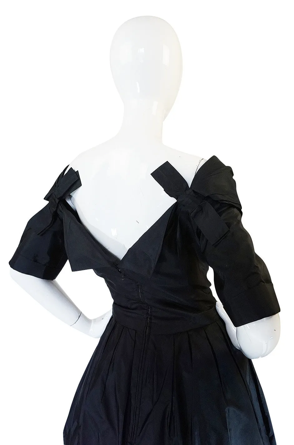 Stunning 1950s Black Silk Off Shoulder Peggy Hunt Dress
