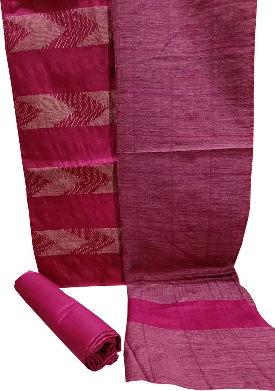 Stunning Pink Bhagalpur Cotton Silk Suit Set