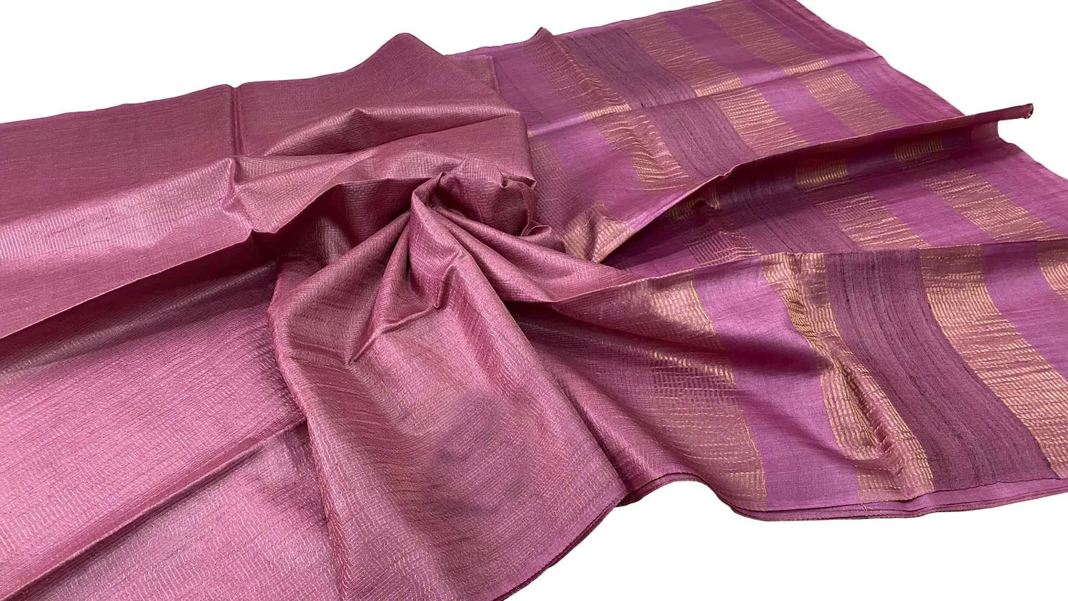 Stunning Pink Bhagalpur Handloom Tussar Saree