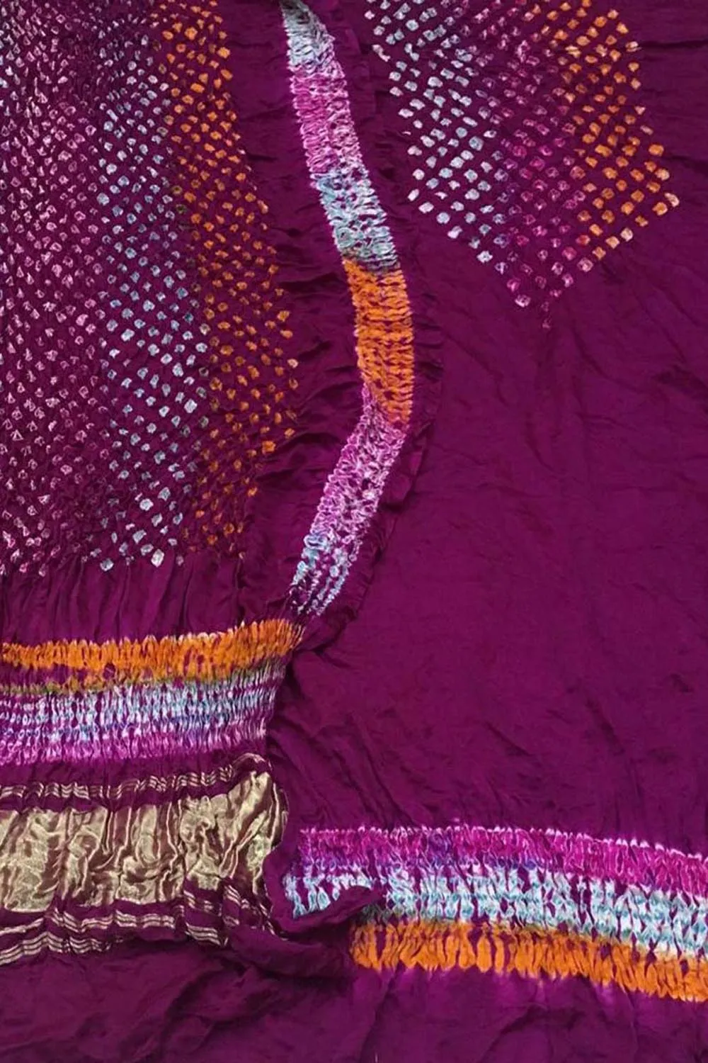 Stunning Purple Bandhani Gajji Silk Suit Set