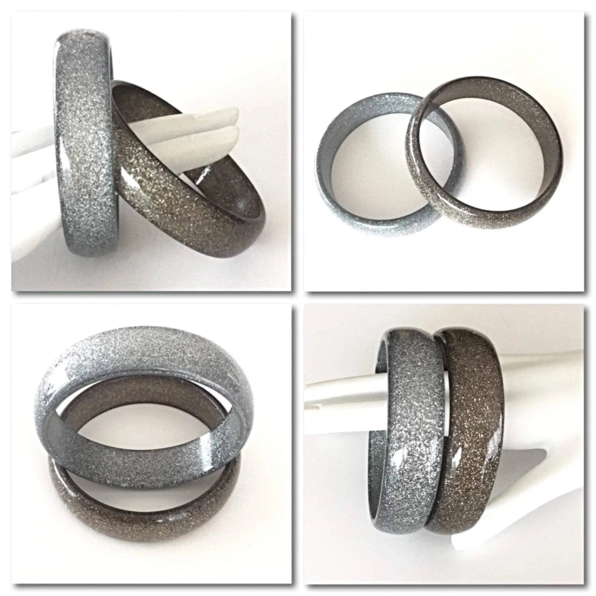 Stunning vintage glitter confetti style monochrome bangles