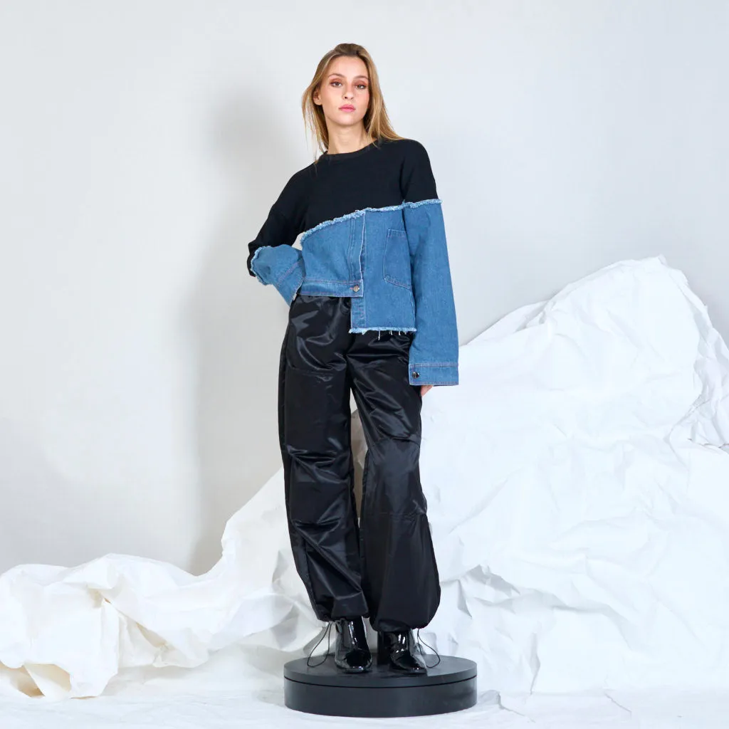 Sweatshirt with denim details wholesale