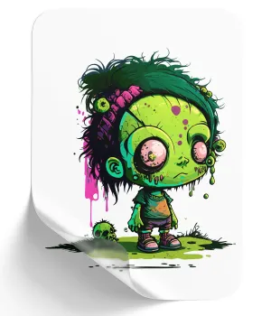 Unique Green-Skinned Cartoon Zombie