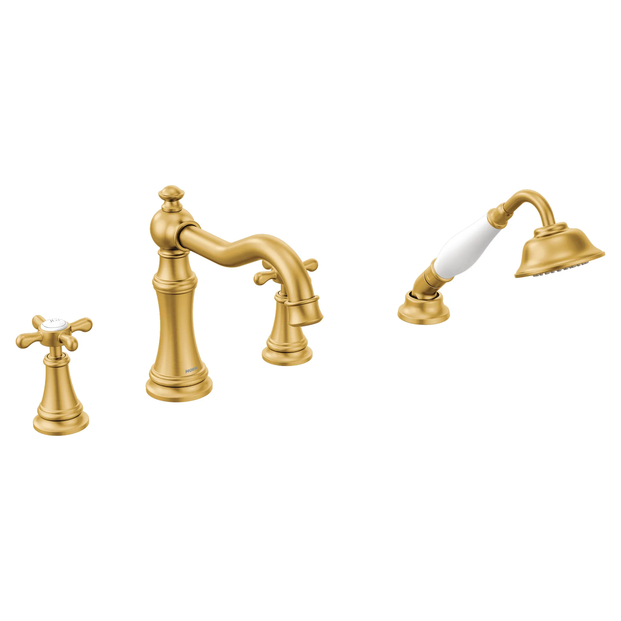 Weymouth Chrome Two-Handle Diverter Roman Tub Faucet including Handheld Shower