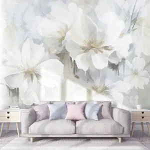 White Floral Wallpaper Murals - Stunning Design